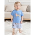 thumbnail image 6 of BemeyourBBs Toddler Baby Boy Summer Clothes Baby Boys Summer 2 Piece Outfit 2 3 4 5 6 7 Years Cute Puppy Dog Embroidered Short Sleeve T-shirts Striped Elastic Waist Pockets Shorts Set, 6 of 9
