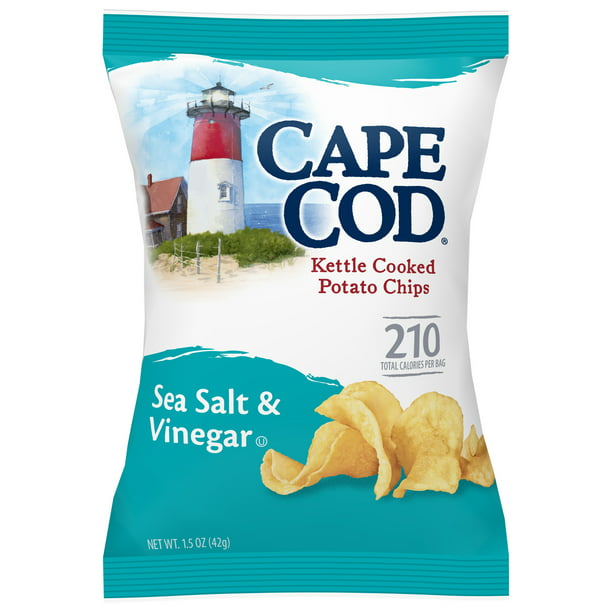 Cape Cod Potato Chips, Sea Salt and Vinegar Kettle Cooked, 1.5 Oz, 56 Ct