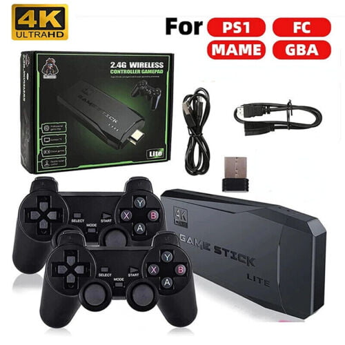HDMI 4K TV Game Stick 64G 13000+ Game Video Game Consoles w/2 Wireless  Gamepad 32G 5000+ games