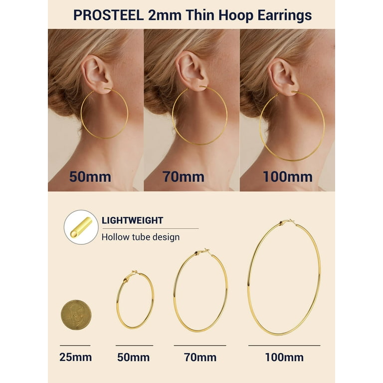 100mm hoop earrings discount