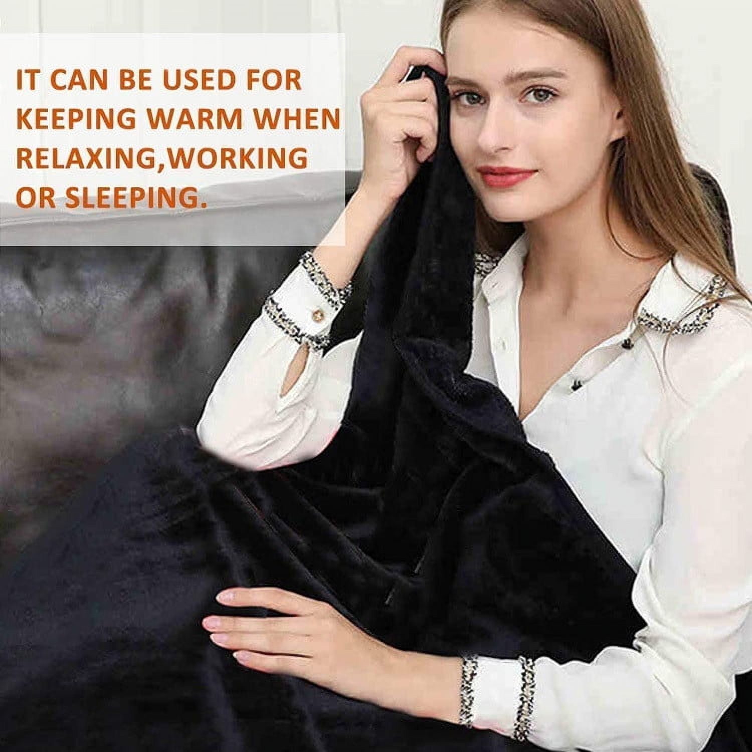 AYktou Portable USB Heated Blanket Shawl,39.4"x27.6"Wearable Heating Blanket Battery Operated Cordless,Electric Heated Shawl Wraps for Women,Outdoor,Office,Camping(without Battery)