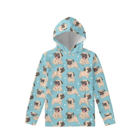 

TOADDMOS Cute Pug Puppies Long Sleeve Hoodies for Girls Casual Loose Kids Hooded Sweatshirts Size XL Personalized Children Clothing
