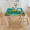 thumbnail image 3 of BANET  Tablecloth, Sea Life Theme with Submarine Fish and a Crab Illustration Print, Dining Room Kitchen Rectangular Table Cover White, 3 of 7