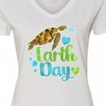 thumbnail image 4 of Inktastic Earth Day Sea Turtle and Hearts Women's V-Neck T-Shirt, 4 of 5