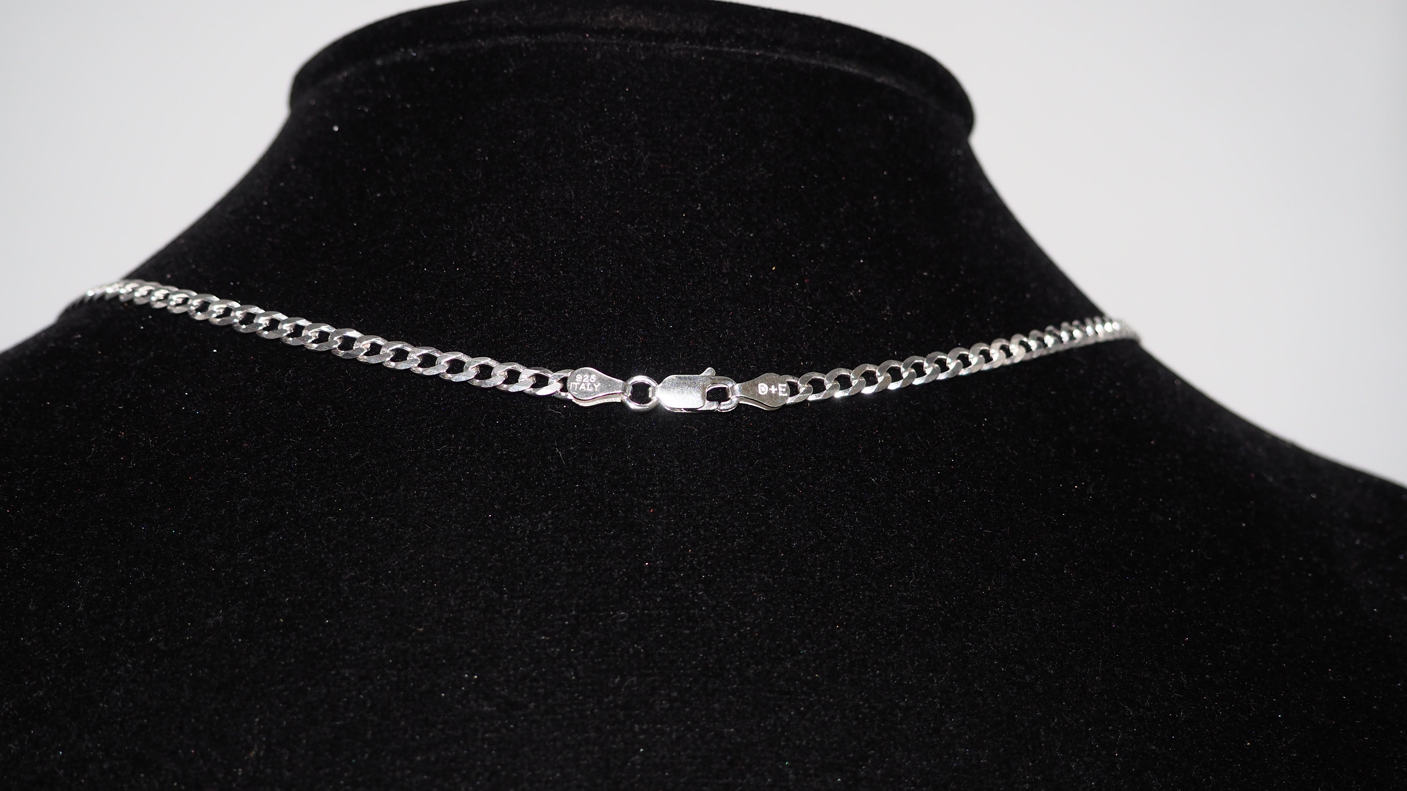 Solid 925 Sterling Silver Italian 7.2mm Flat 24” Curb Chain Necklace Italian Unisex for All Ages