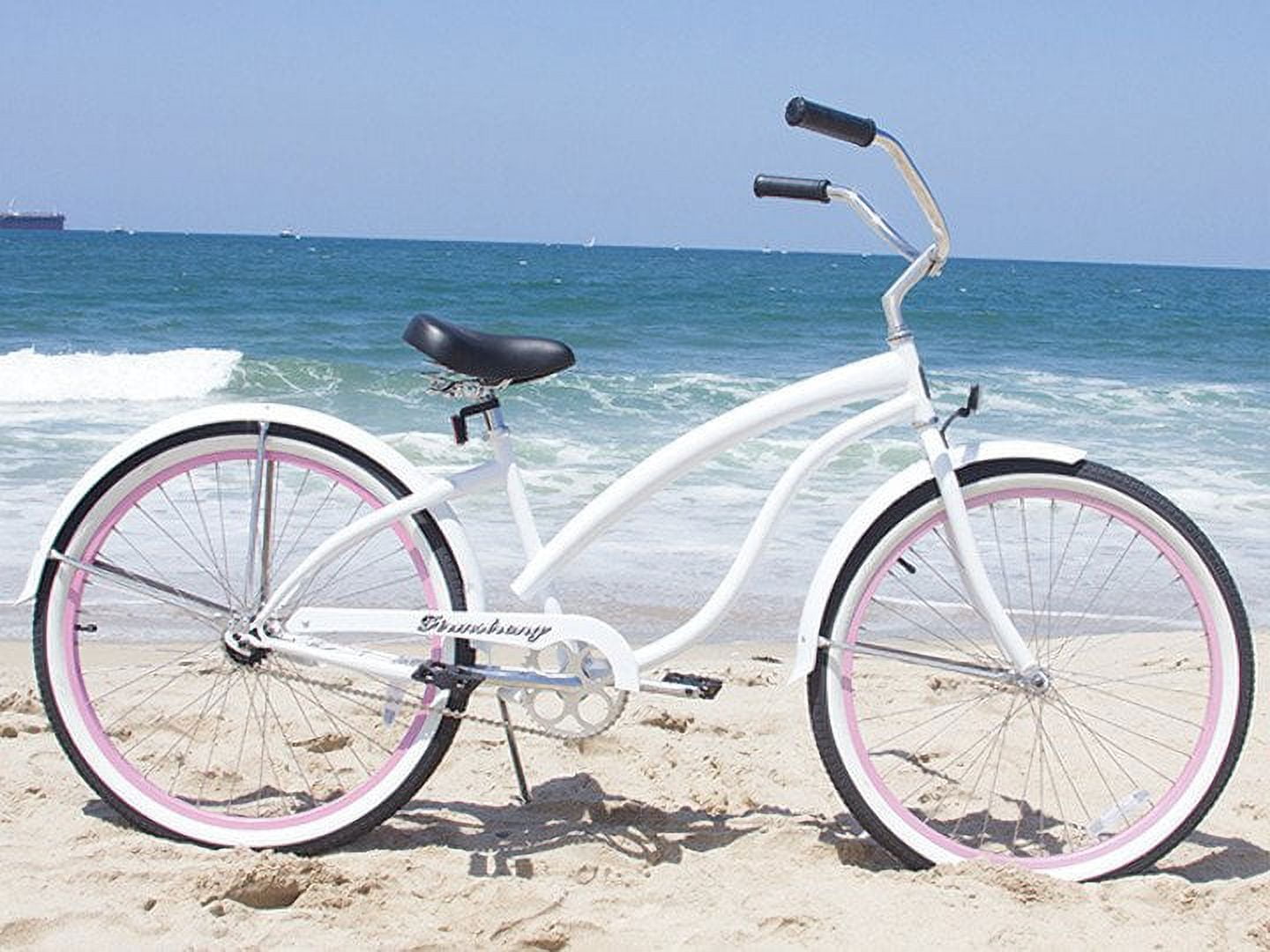 Firmstrong Bella Fashionista, 26", Women's, Single Speed, White/Pink