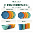 thumbnail image 3 of Homienly 16PCS Wheat Straw Dishes Set for 4, Reusable Plastic Plate & Bowl Set with Cups, Lightweight Unbreakable Durable Dinnerware, Microwave & Dishwasher Safe, Stackable Dorm,Camping,Multi, 3 of 7