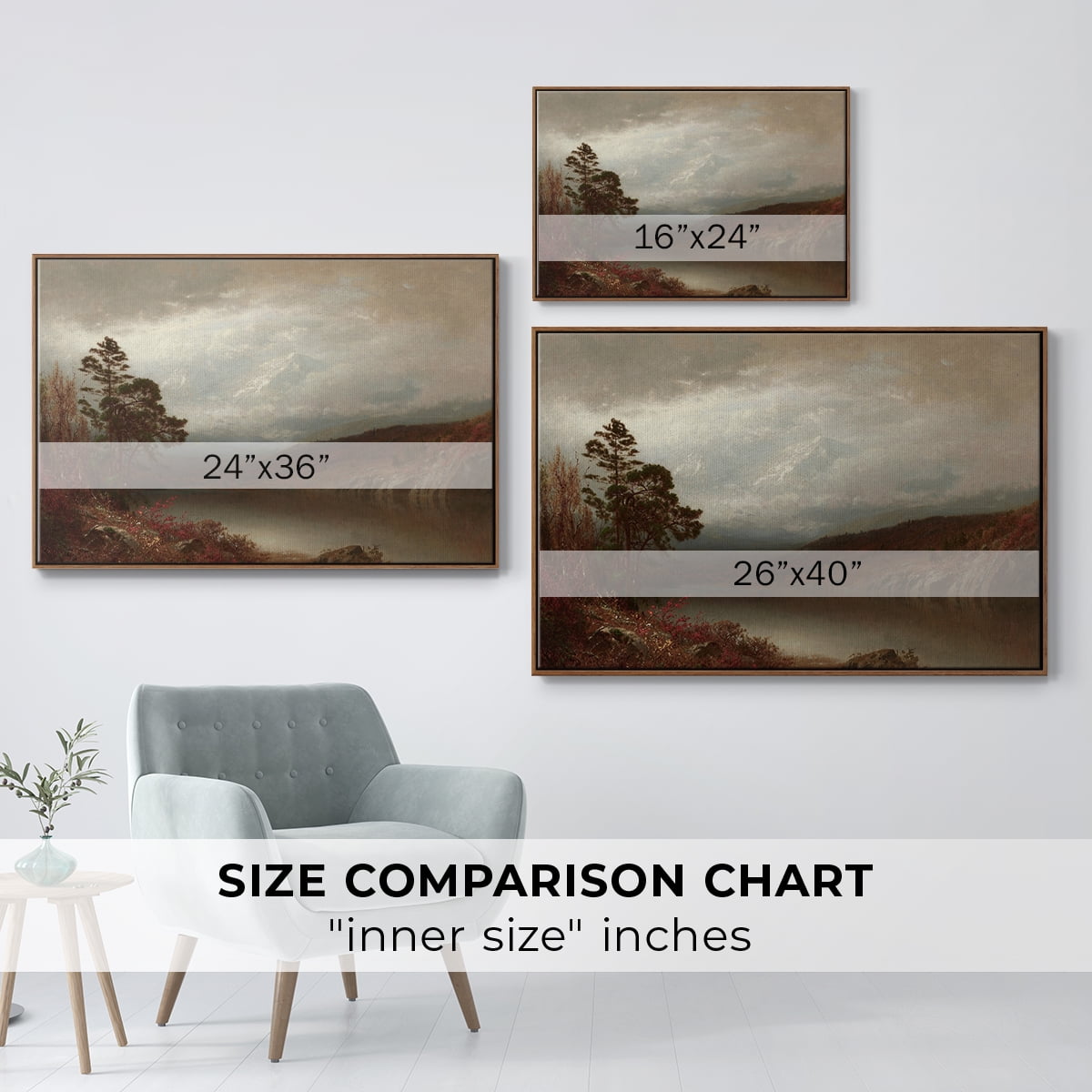 Vintage Landscape-CCCXVIII By Wexford Home Framed in Walnut Wood Gallery Wrapped Canvas 27 in. x 41 in.