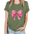 thumbnail image 4 of Ahuyic Womens Plus Size Top,Womens Summer Blouse,Womens Breathable Bow-Print T-Shirt - Round-Neck Short-Sleeve Casual Top for Summer Outings Green XL, 4 of 4