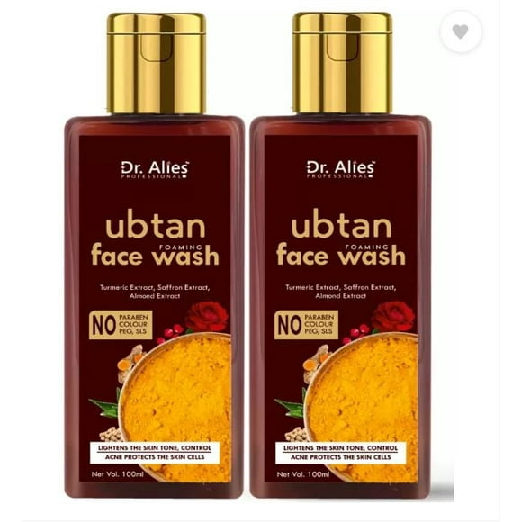 Dr. Alies Professional Nettoyant pour le Visage à l'Ubtan avec Farine de Pois Chiches et Curcuma (Lot de 2) Nettoyant pour le Visage (100 ml Chacun)