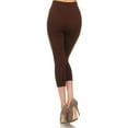 thumbnail image 2 of Women's Solid Color Seamless Wide Waistband Capri Leggings, 2 of 4