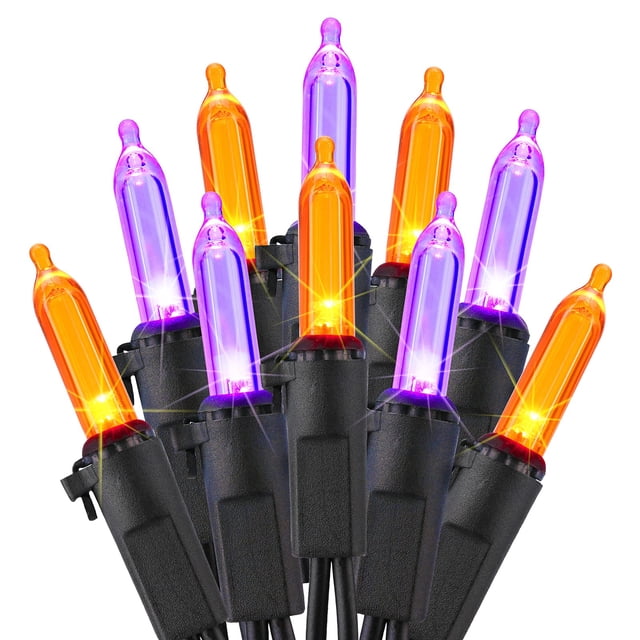Luces de Halloween Odertonic naranja y morado, 3 pies, 100 LED