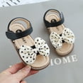 thumbnail image 2 of GiLiling Girls Open-Toe Sandals, Polka Dot Bow Hook-and-Loop Strap, Soft Upper Non-Slip Rubber Sole Casual Summer Beach Sandals (Black, 4.5-5 Years), 2 of 2