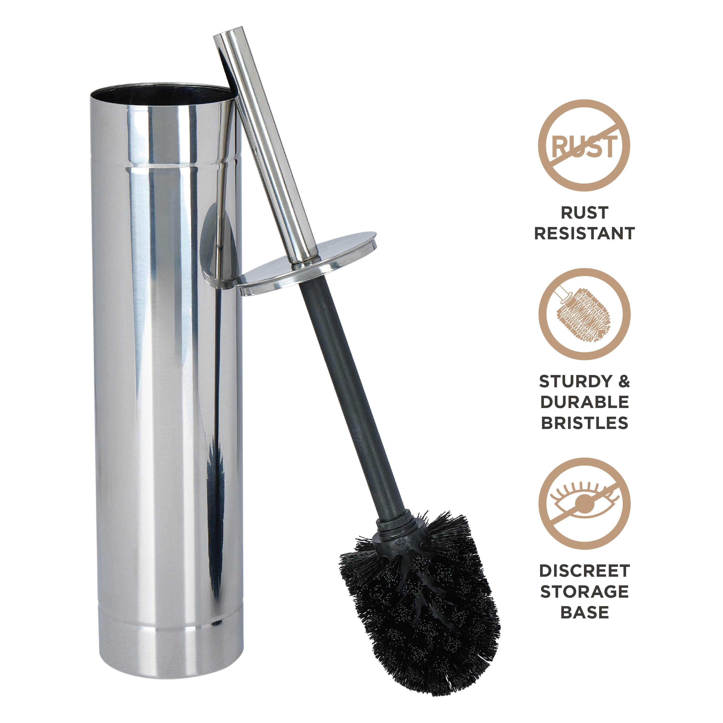 Bath Bliss Adult  Slender Toilet Brush with Weighted Base in Chrome