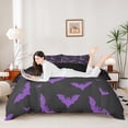 thumbnail image 2 of Homewish Gothic Halloween Bat Bedding,Purple Silhouette Print Duvet Cover Full,Black Violet,Black Reversible,3-Piece,1 Duvet Cover and 2 Pillowcases, 2 of 5