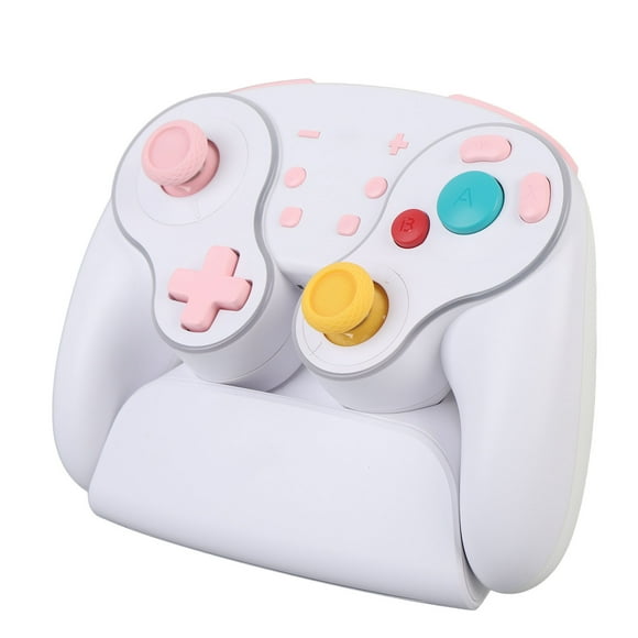 Video Game Controller, Macro Programming Mapping Mechanical Buttons Wireless Game Controller RGB with Wireless Charging Dock for Home White