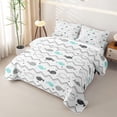 thumbnail image 3 of Castle Fairy Minimal Baby Whale Zigzag Twin Quilt Set,Tiny Heart Nautical Seamless Tile Twin Coverlet Set,Gray Aqua, 3 of 7