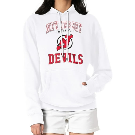 Women's G-III 4Her by Carl Banks White New Jersey Devils Team Logo Tri-Blend Fleece Pullover Hoodie