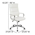 thumbnail image 5 of Merrick Lane White High Panel-Back Ergonomic Office Chair with Padded Chrome Arms Executive Faux Leather Swivel Computer Desk Chair, 5 of 15