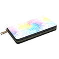 thumbnail image 3 of Leather Wallet 8 X 4.3 In Comfortable Light Waterproof And Durable Zipper Design Easy To Carry White Tie-Dye Background Rainbow Colors_2, 3 of 8