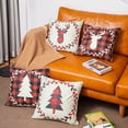 thumbnail image 3 of SUFAM Set of 4 Pillow Cases Buffalo Checked Plaid Christmas Farmhouse Tree Deer Snowflake Red Winter Throw Pillowcase Cover Cushion Case Home Decor 18x18 inch, 3 of 7