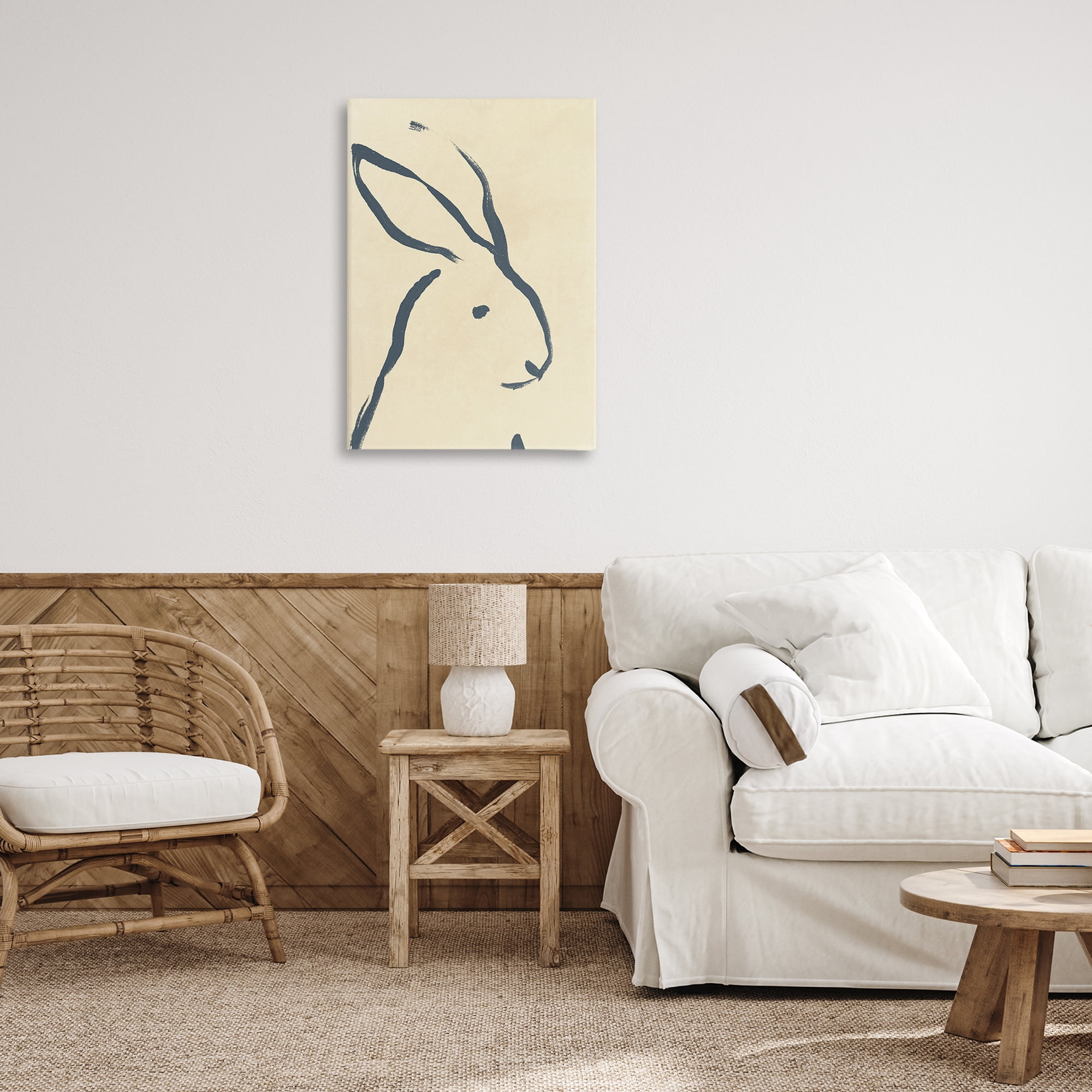 Stupell Industries Minimal Rabbit Doodle Animals & Insects Drawing Gallery Wrapped Canvas Art Print Wall Art, 20 x 30