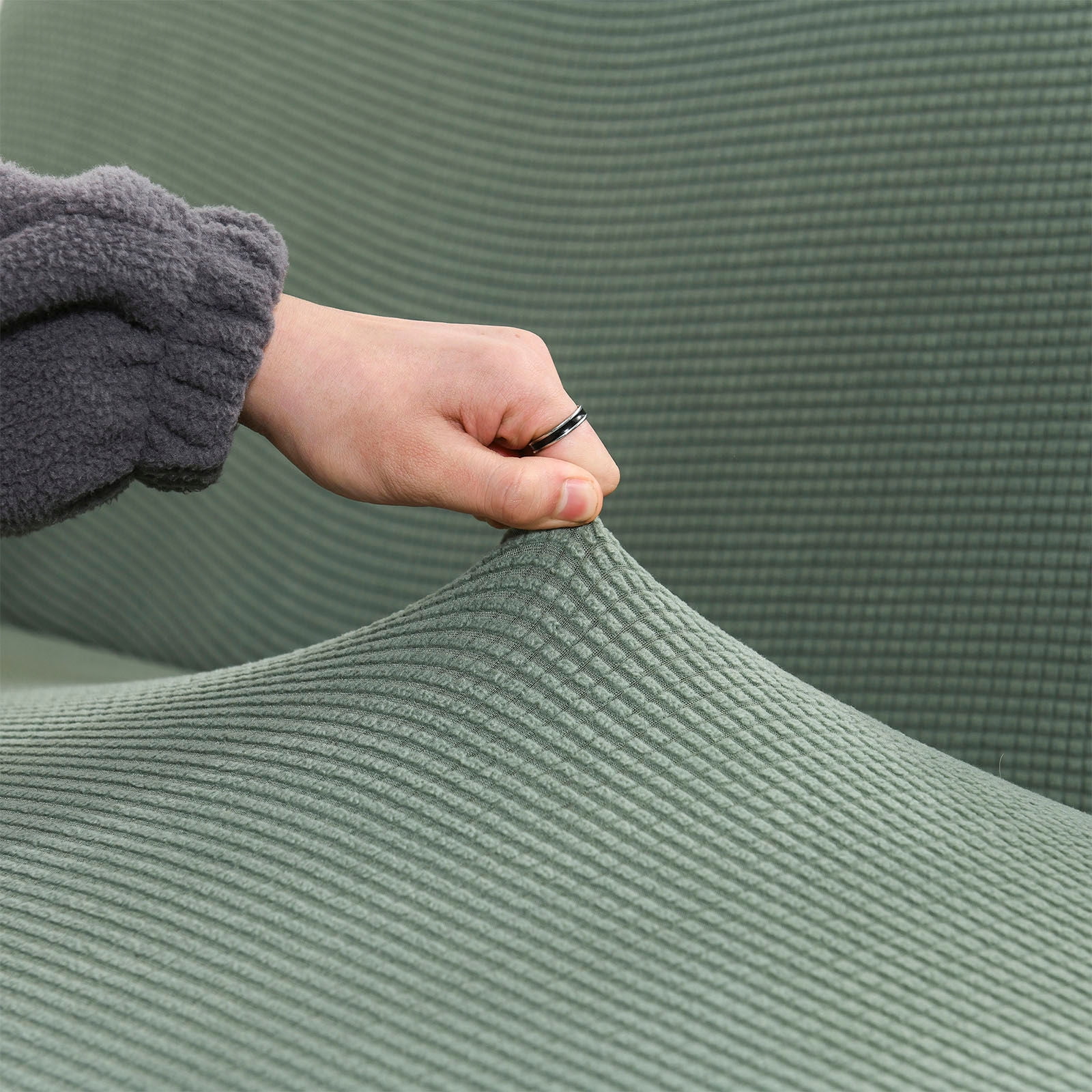 Stretch Plush Sofa Slipcover, Soft Sofa Cover, Thicken Couch Covers Anti-Slip Furniture Protector For 1 2 3 4 Seater Couch Slipcover-green-3 Seater (190-230CM)75-91in