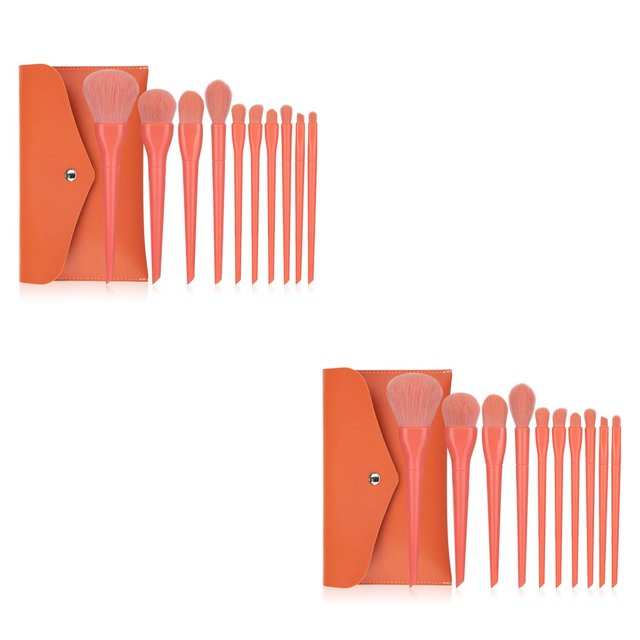 Brochas de Maquillaje Minnieouse 10 Piezas Mango Largo Naranja 2Conjunto