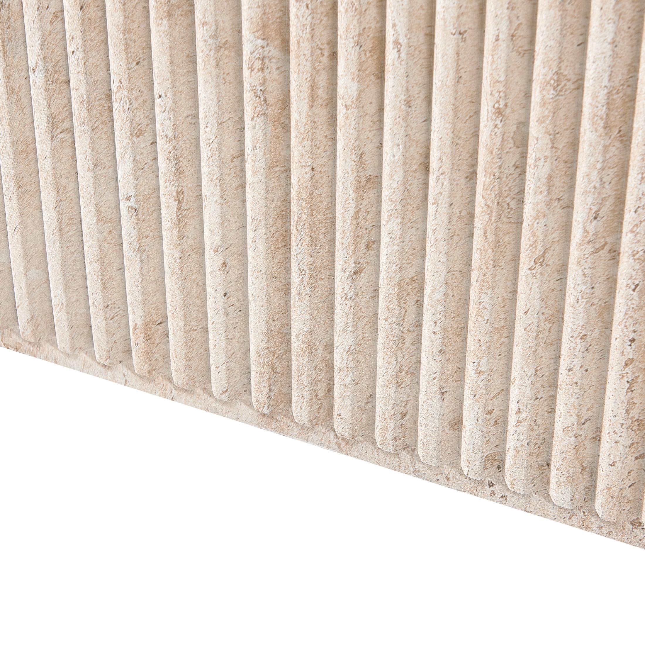 Christopher Knight Home Lightweight MGO Square Fluted Accent Side Table, Travertine Finish, Set of 4