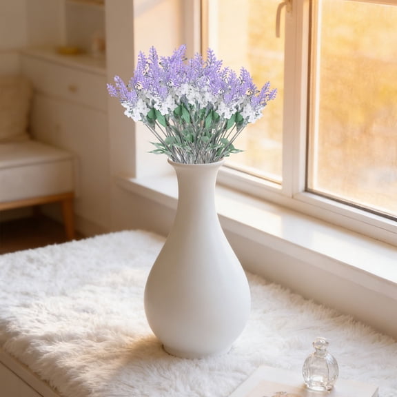 LKZQHMC Artificial Purple Lavender, 1 Bushes Flocked Fake Lilac Flower for Wedding Bouquet DIY Table Centerpieces and Floral Arrangement Decoration