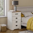 thumbnail image 4 of WAMPAT 2 Pack High Nightstand, 3-Drawer Side Table, Bedroom Living Room Office End Table, Rustic White, 4 of 7