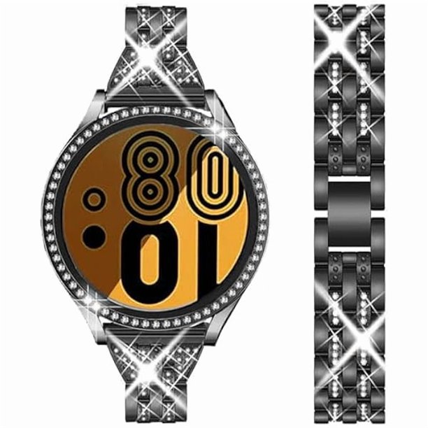 Chenchen Bands and Tempered Glass Case Compatible with Samsung Galaxy Watch 7 / FE / 6/5 / 4 40mm 44mm, 20mm Bling Diamond Metal Strap with Full Protective Case Screen Protector Cover for Women Men