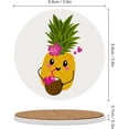 thumbnail image 3 of GZHJMY 2Pcs Round Cute Pineapple Fruit with Coconut Cocktail Ceramic Coasters with Cork-Backed for Coffee Drink, Cup Mat Absorbent Stone Coasters, 3 of 6