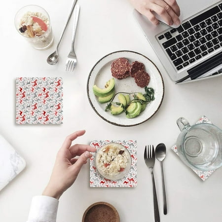 

KXMDXA Christmas Deer Set of 8 Coaster for Drinks Absorbent Ceramic Stone Coasters Cup Mat with Cork Base for Home Kitchen Room Coffee Table Bar Decor