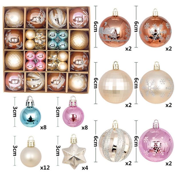 Venta caliente 44 unids/caja bolas de Navidad bolas de plástico de varios colores bolas de decoraciones navideñas