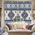 thumbnail image 4 of Swag Curtain Valances Blue Boho Aztec Swag Valances for Kitchen Windows Southwest Tribal Geometric Short Topper Curtains Valance Tier Pair for Kitchen Bedroom Living Room Bathroom 28"x36", 4 of 8