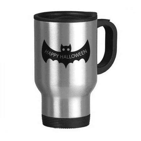 

Hallowmas Black Bats Happy Halloween Travel Mug Flip Lid Stainless Steel Cup Car Tumbler Thermos