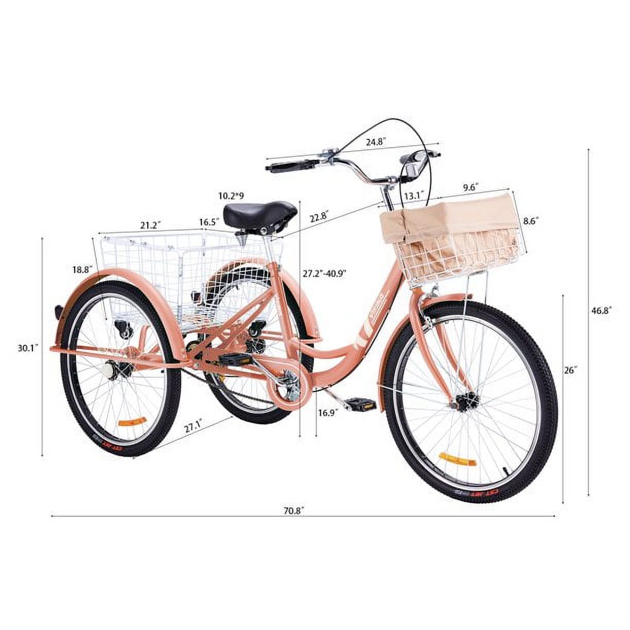 Preenex Women Beach Cruiser Bikes 26 In. with Basket and Rear Rack, Girl's Bicycle