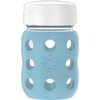Lifefactory 8-Ounce Wide Neck Glass Baby Bottle with Protective Silicone Sleeve and Flat Cap, Denim (LG2231WDE4)