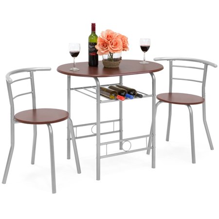 Best Choice Products 3-Piece Wooden Kitchen Dining Room Round Table and Chairs Set w/ Built In Wine Rack (Best Small Tablet On The Market)
