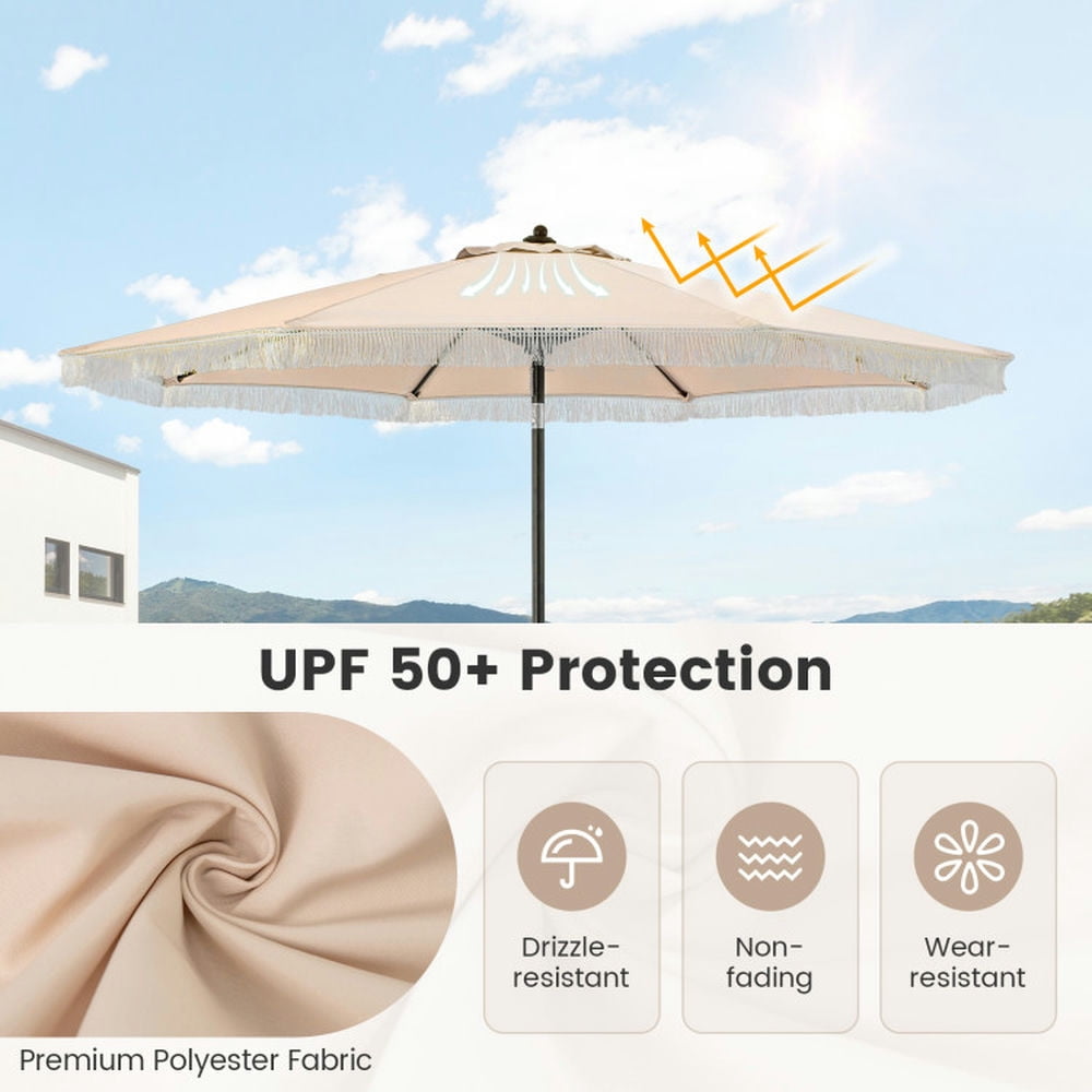 Spaco 9 FT Patio Umbrella with Sun-Protective Canopy for Patio Garden Pool-Beige, Outdoor Table Umbrella, Yard Umbrella, Market Umbrella