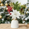 thumbnail image 4 of Bfogop 10Inch Christmas Poinsettia Glitter Decor Artificial Snowy Velvet Flowers Christmas Poinsettia Flowers Picks with Stems for Christmas Tree Ornament DIY Wreath Xmas Party Supplies, 4 of 6