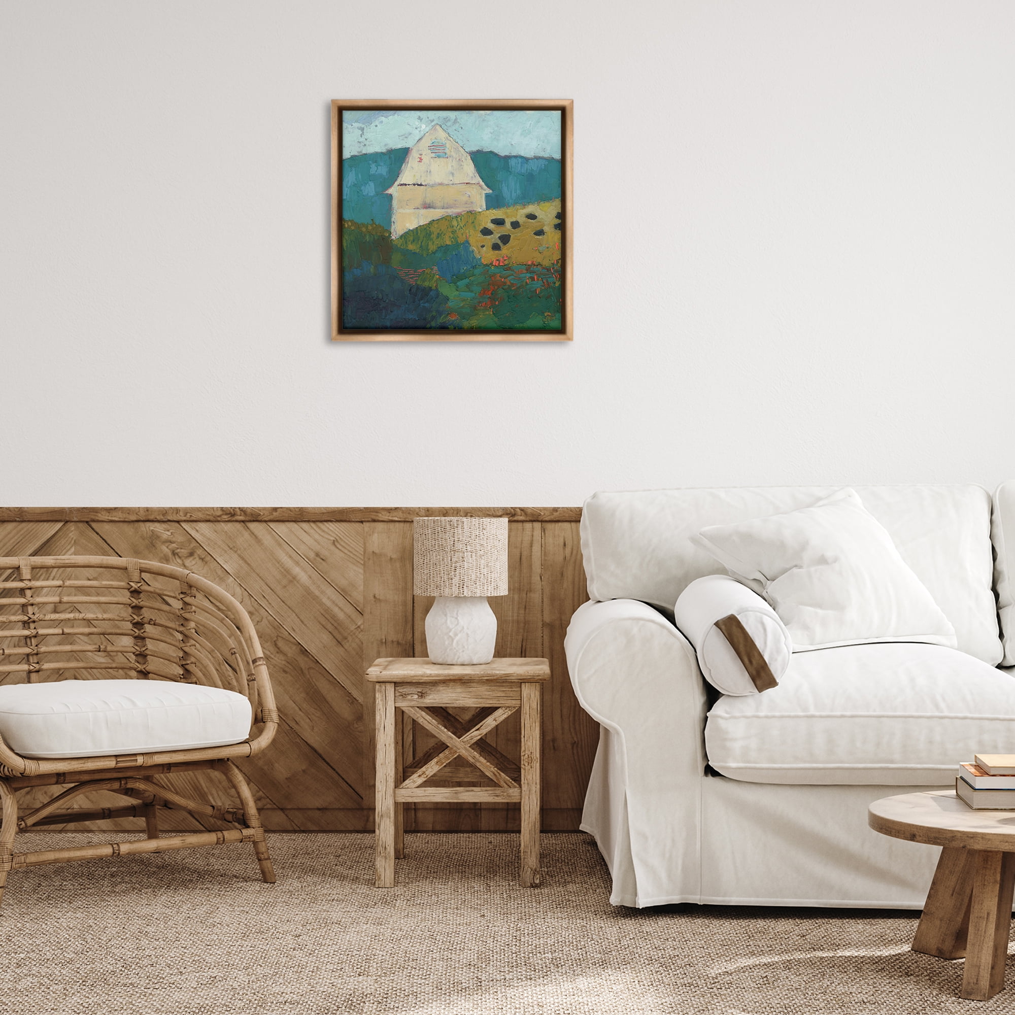 Stupell Industries Abstract Farm Impression Abstract Painting Brown Floater Framed Canvas Art Print Wall Art, 25 x 25