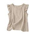 thumbnail image 5 of Bmisegm Womens Tank Tops Casual Comfortable Ruffle Sleeveless Round Neck Relaxed Fit Lightweight Breathable Basic Vest Summer Tops for Women Beige XL, 5 of 5