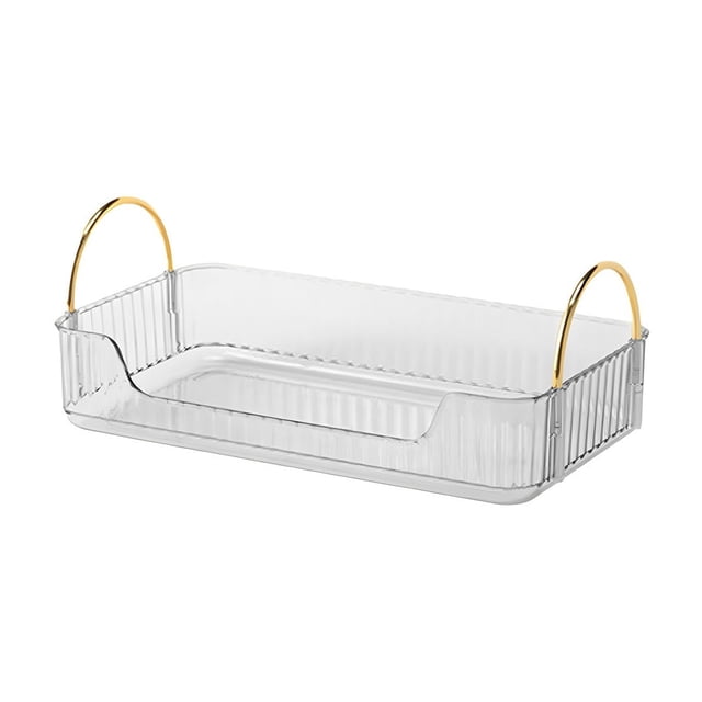 SDNall Plastic Storage Box, Racks for Storage, Toy Storage Box, Cosmetic Storage Box, Transparent Ribbon Handle Washbasin Storage Rack Countertop Cosmetics First Layer Storage Box
