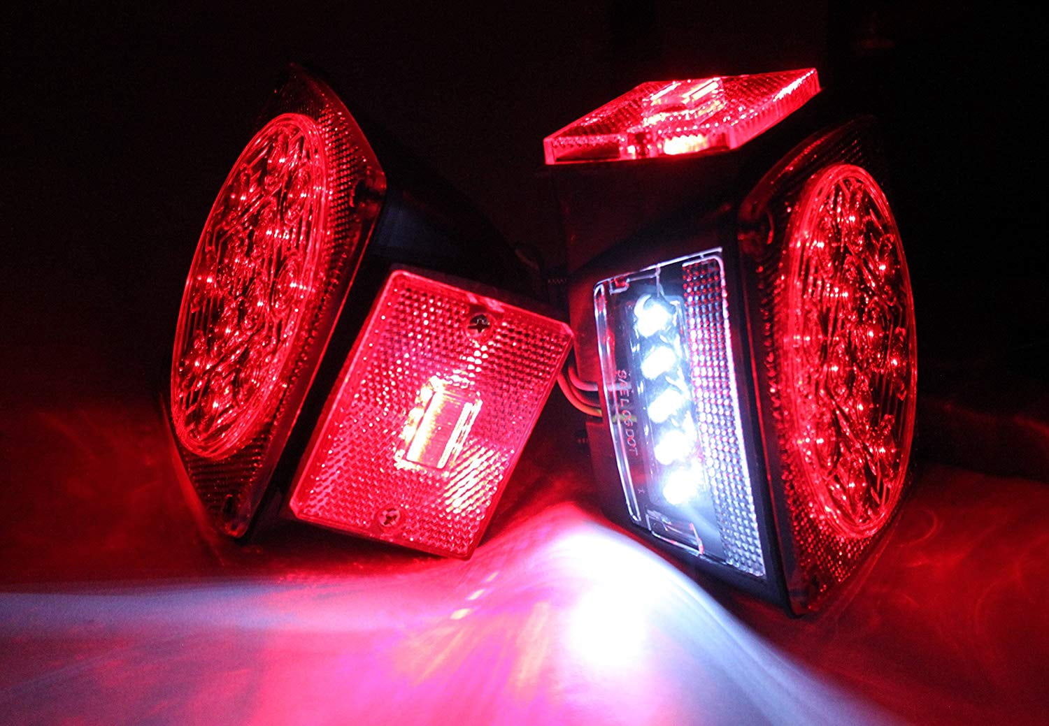 Waterproof Submersible Jeep TJ CJ YJ JK replacement Trailer Boat Truck Stop Turn Tail LED Lights w Kit & License Illuminator Sealed -D