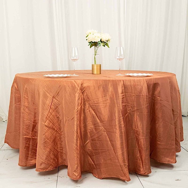 BalsaCircle 120" Terracotta Accordion Crinkle Taffeta Round Tablecloth ...