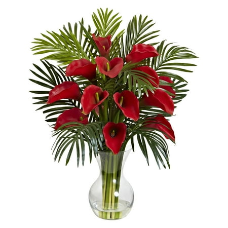 Nearly Natural Calla Lily - Nearly Natural Calla Lily and Areca Palm Silk Flower Arrangement
