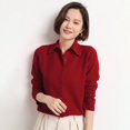 thumbnail image 2 of Suéter de mezcla de lana para mujer, cárdigan a medida con cuello tipo polo, chaqueta suave y holgada de punto informal a la moda para otoño e invierno, 2 of 5