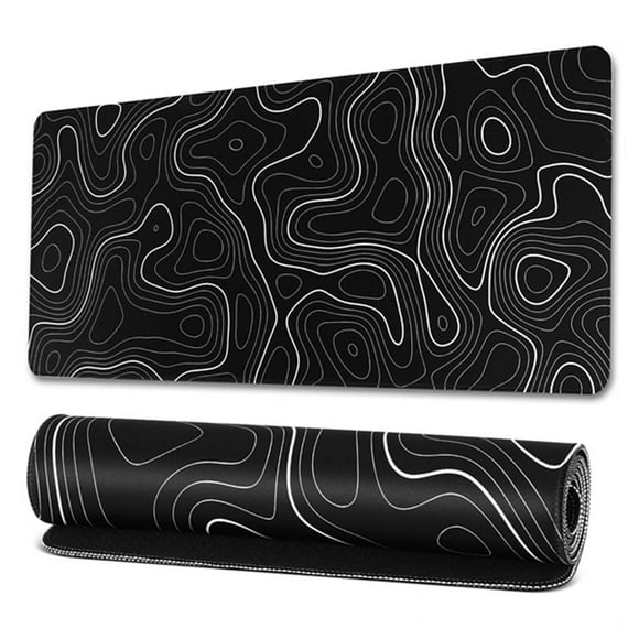 Topographic Contour Extended Big Mouse Pad Computer Keyboard Mat Mousepad with 3Mm Non-Slip Base